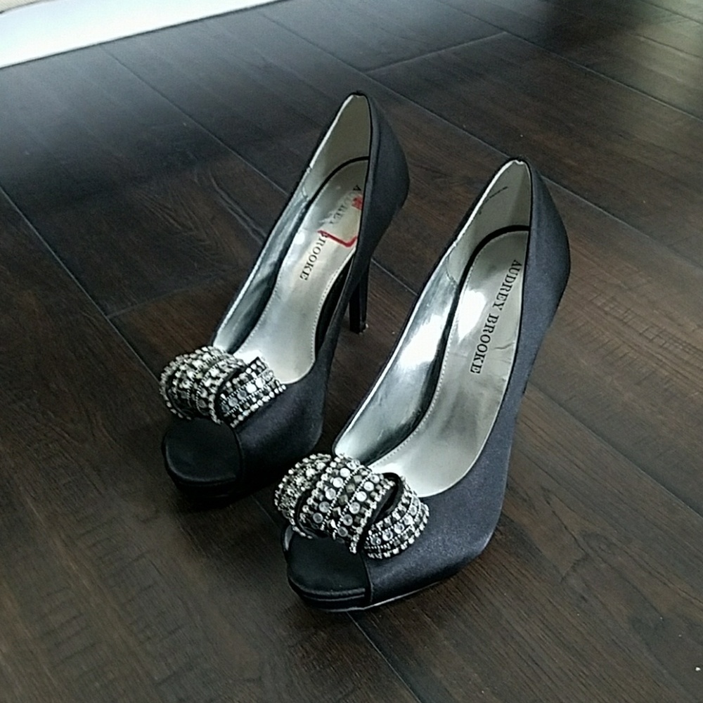 Audrey Brooke gem peep toe platforms